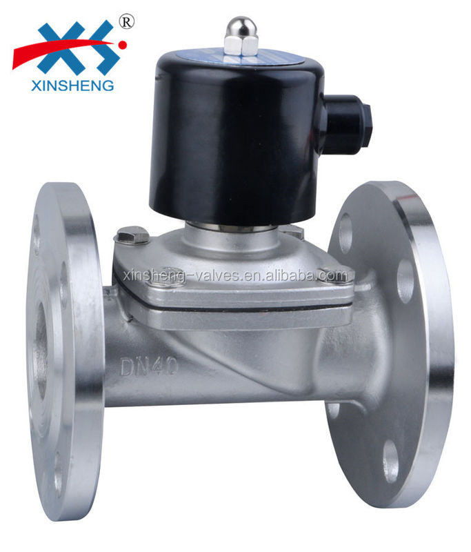 NC 2W400-40SF Direct Acting SS304 Flanged DN40 Water Solenoid Valve Round Iron Coil IP54